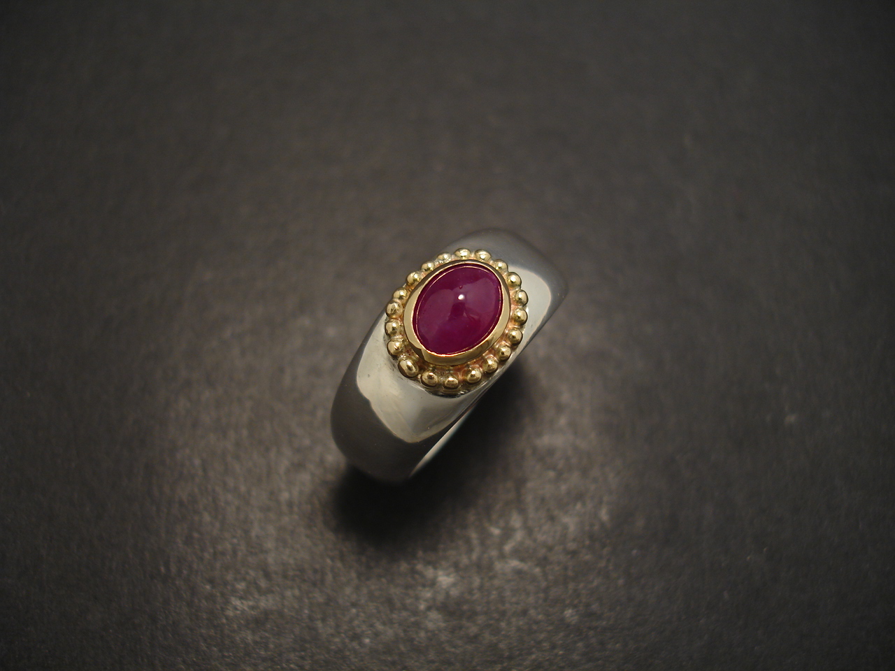 Cabochon Ruby, Gold & Silver Ring - Christopher William Sydney