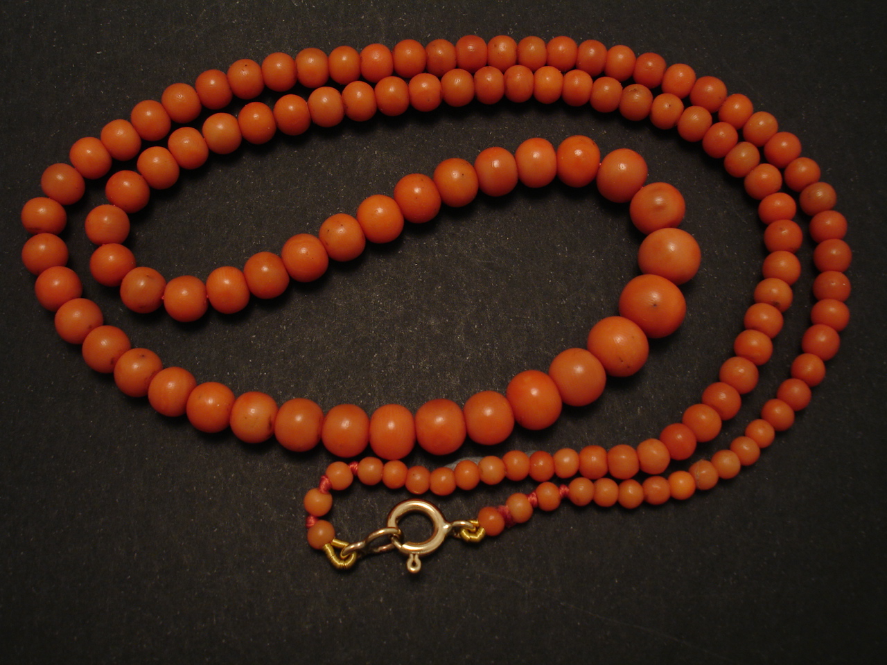 Long Coral Antique Bead Necklace 