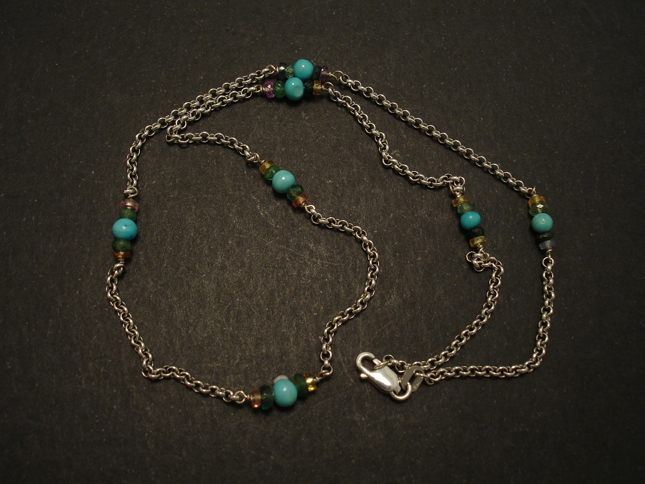 Turquoise Cool Blue, White Gold Chain Necklace - Christopher William Sydney Australia - Antique ...