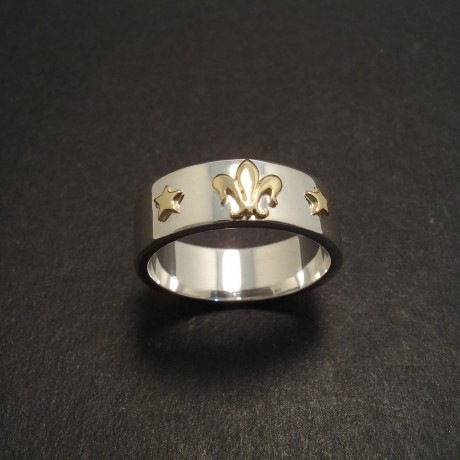 Silver Ring with Gold Fleur-de-Lys