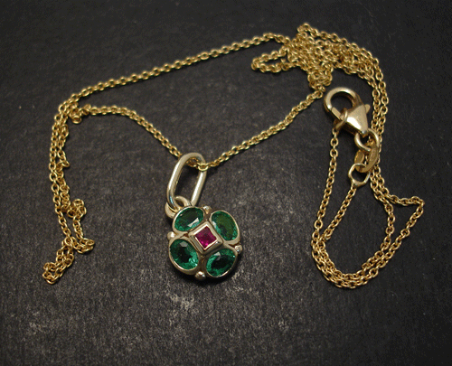 Emerald & Gold Necklace Pendant - Christopher William Sydney Australia