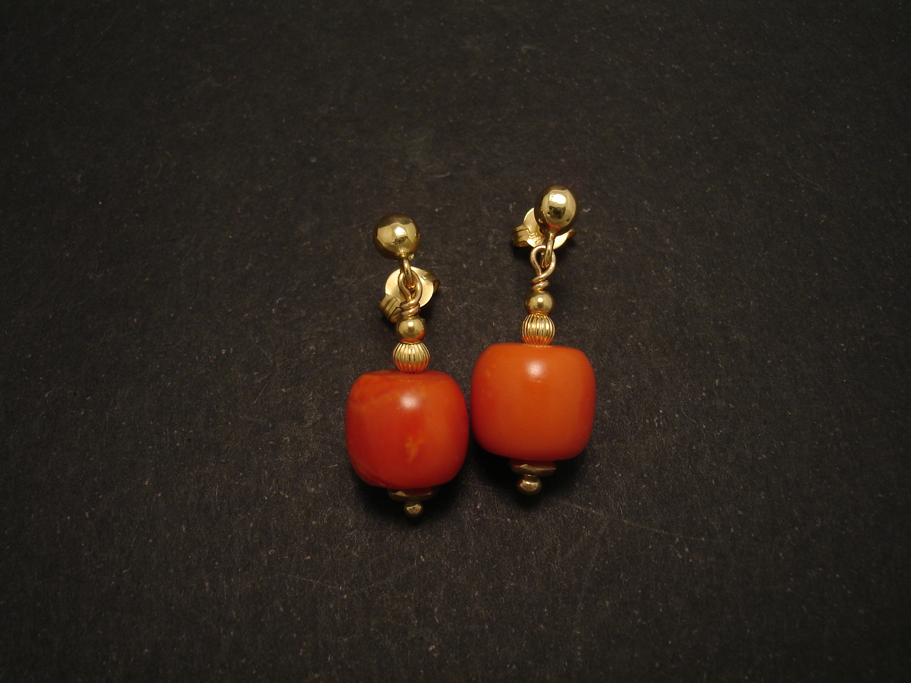 Orange Red Coral & Gold Earrings - Christopher William Sydney Australia ...