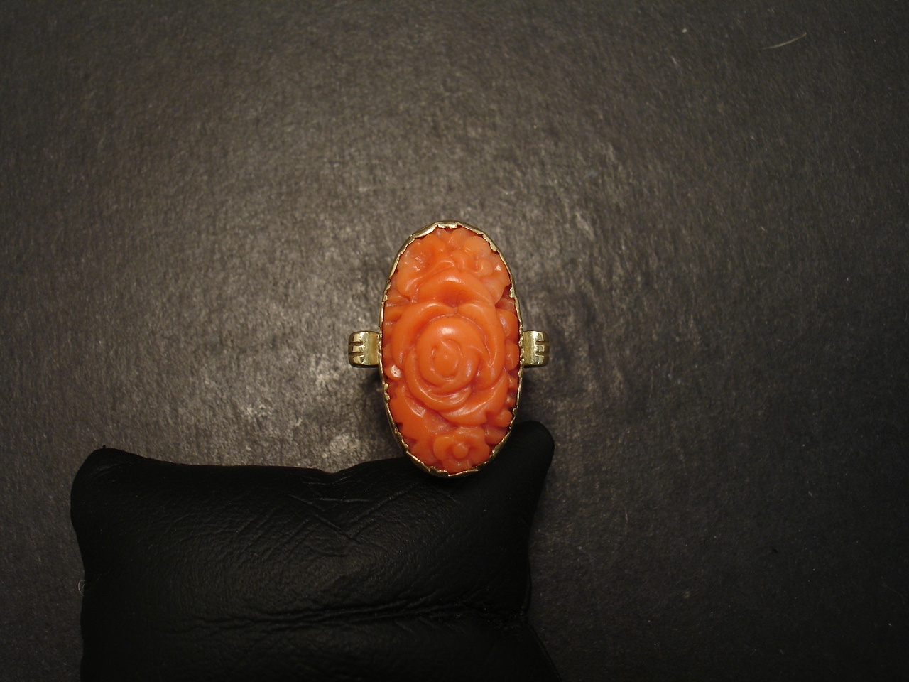 SOLD. Handcarved Coral, Handmade Gold Ring Christopher William Sydney