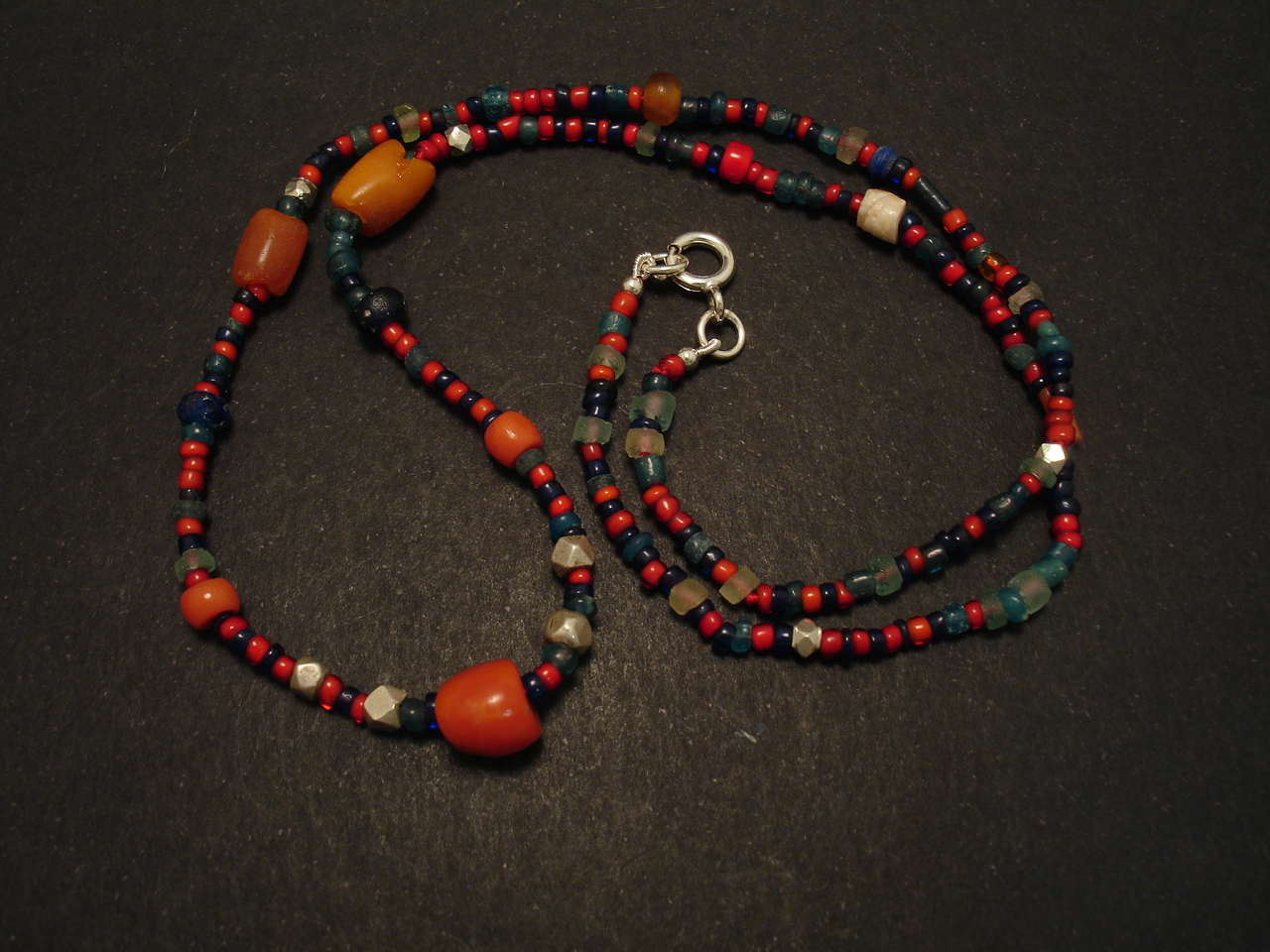 Genuine Old Coral & Ancient Glass Bead Necklace - Christopher William ...