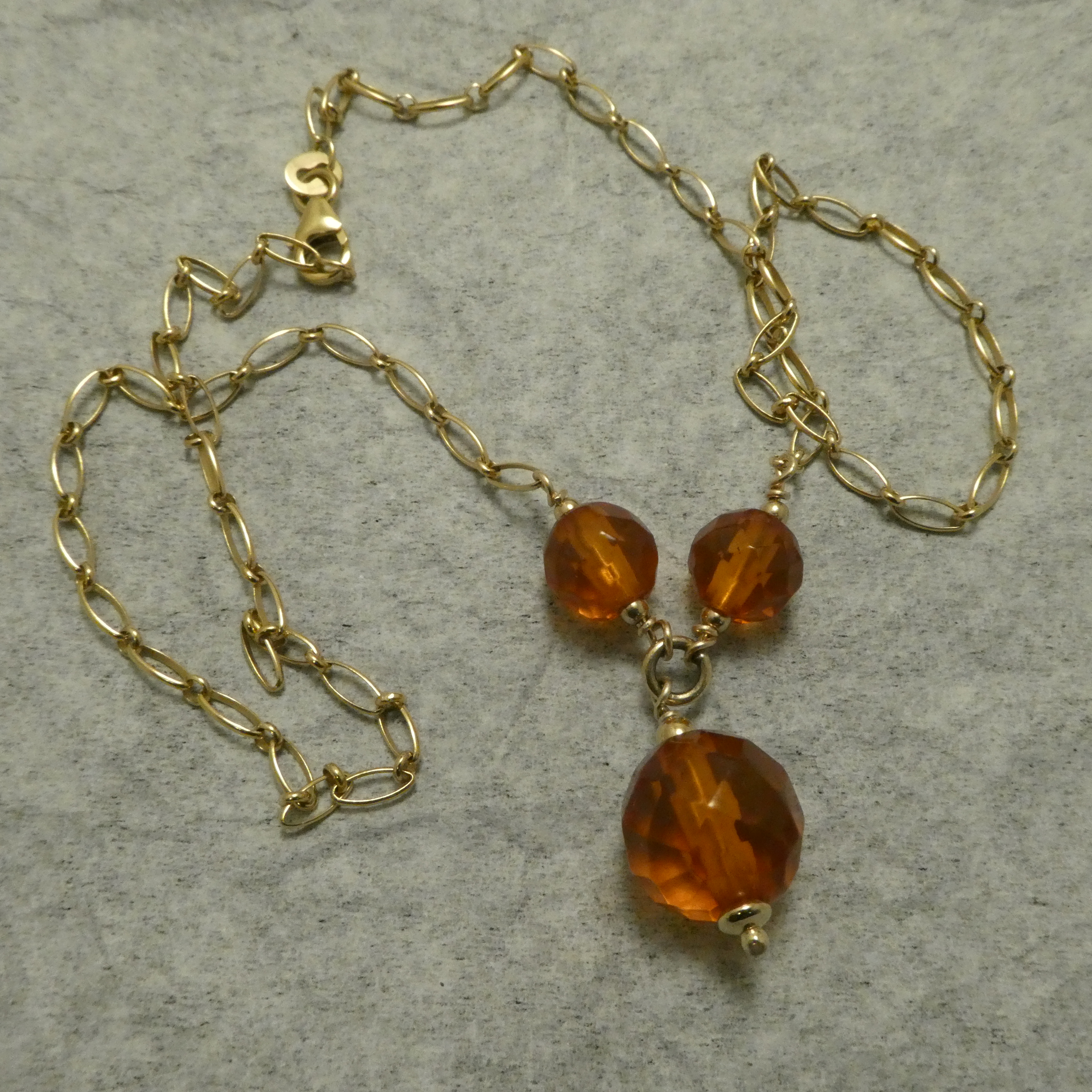 Vintage Unsigned Beaded Honey Baltic Amber Necklace with Screw Clasp