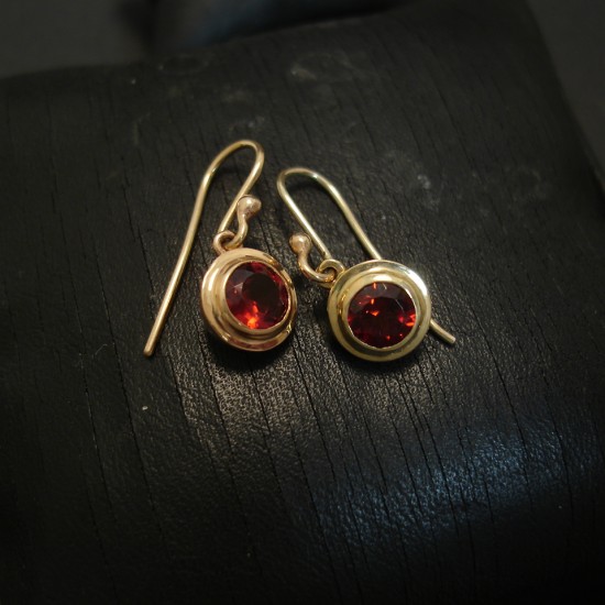 6mm Orange Red Garnet, Solid 9ct Gold Earrings - Christopher William ...