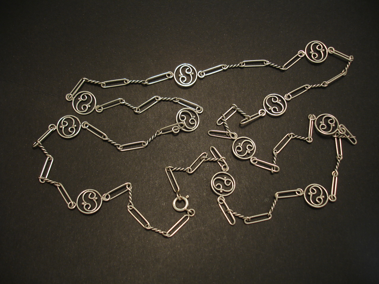 94cms Handmade Silver Chain, Arts and Crafts Design Christopher