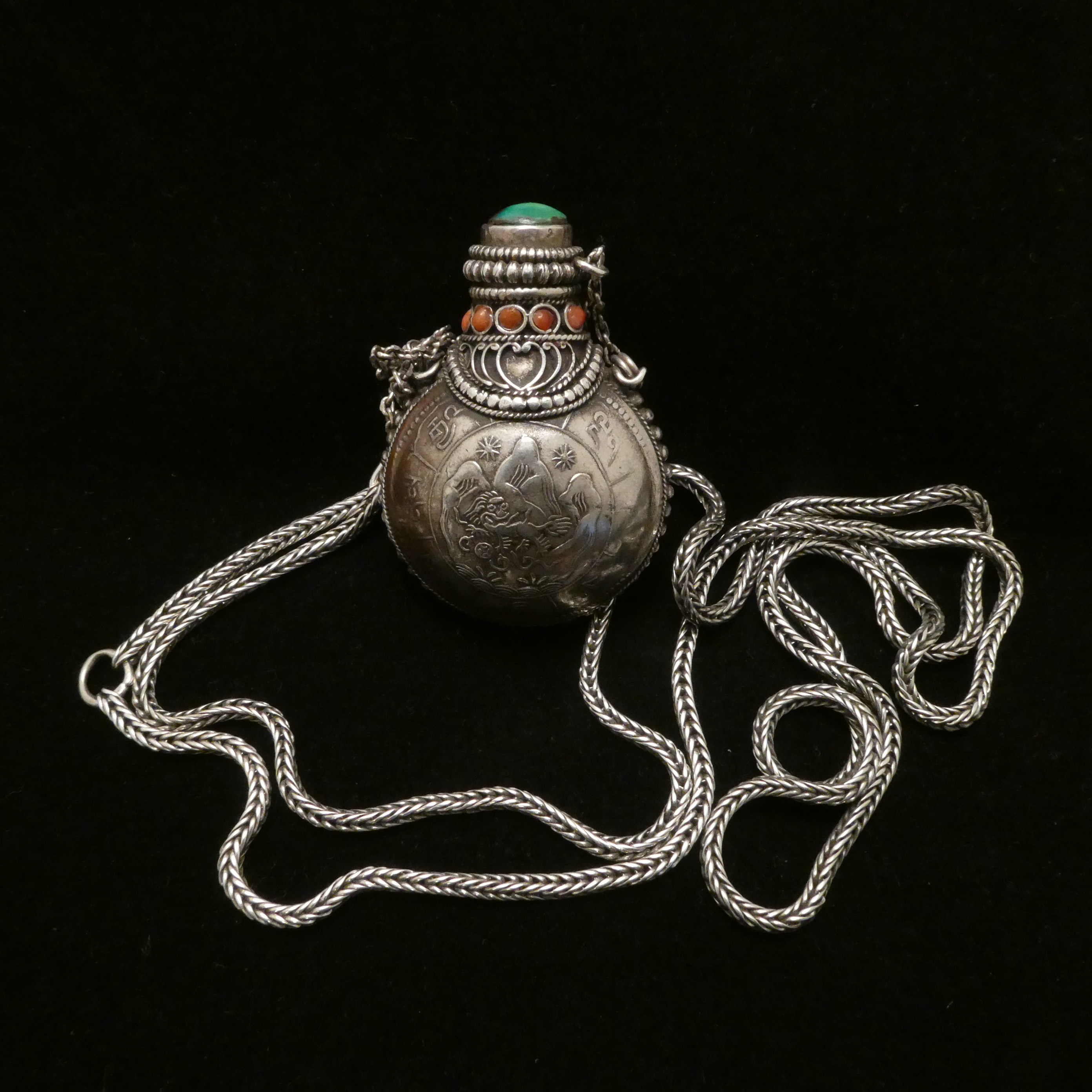 Tibetan Silver Longevity & Birds Overlay Decorative Bowl #01261502 
