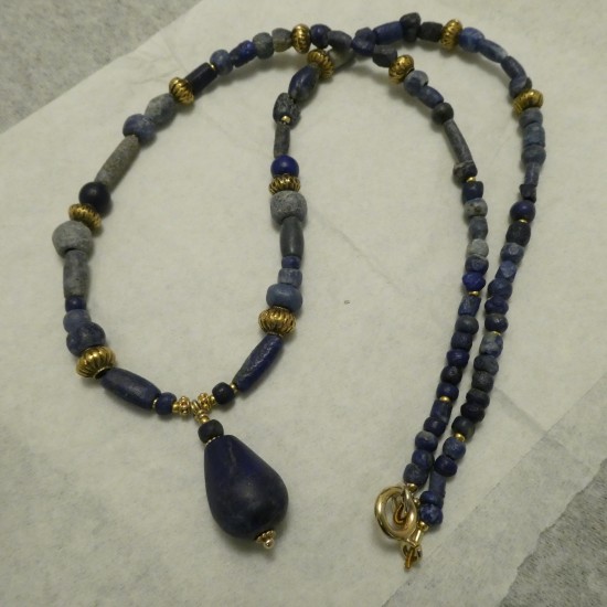 Old Unpolished Afghani Lapis Lazuli Beads & Gold Necklace - Christopher ...