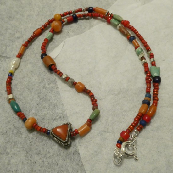 Coral Centre in Necklace of Mixed Rare Beads - Christopher William ...