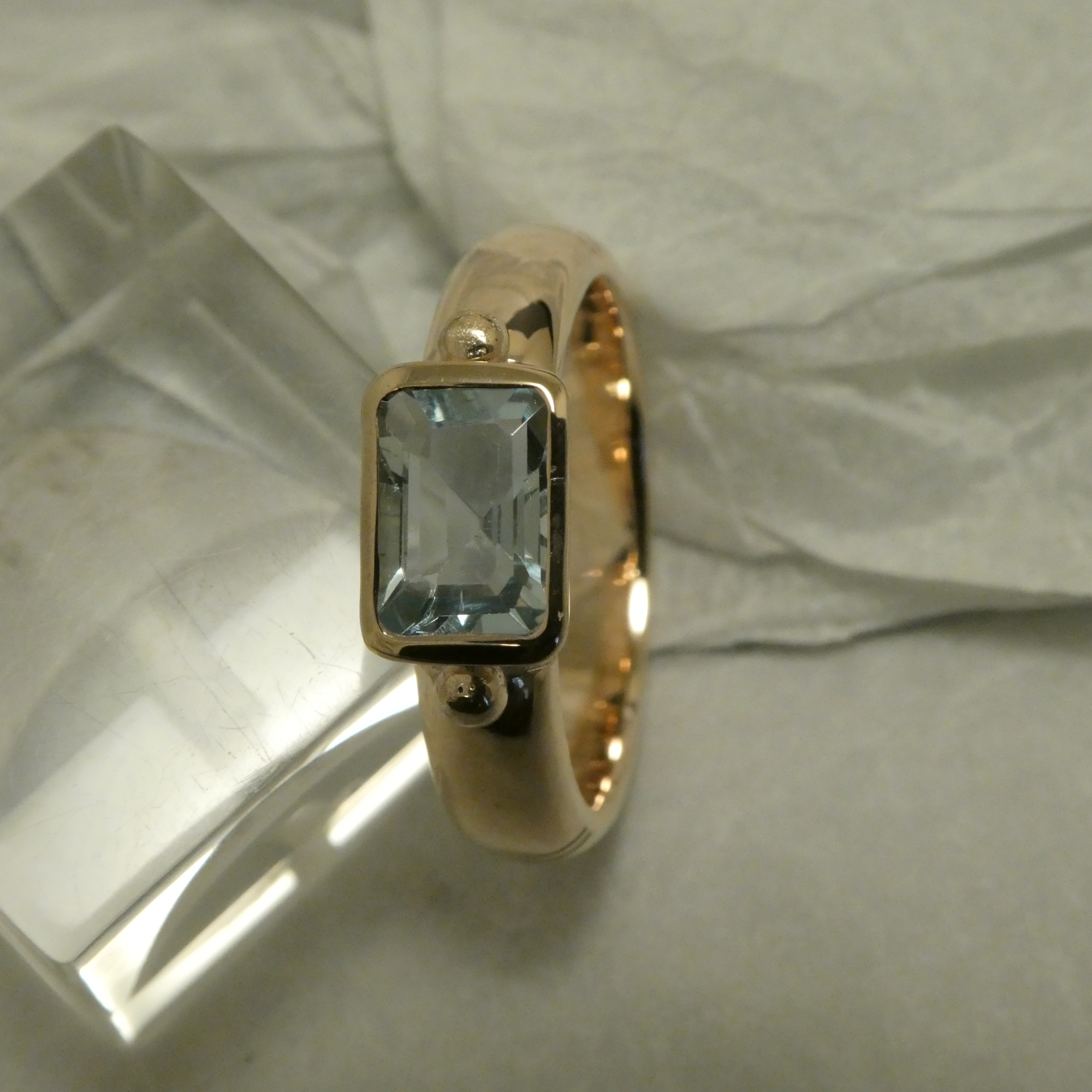 Aquamarine and rose hot sale gold ring